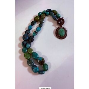 Carolyn Pollack Relios Turquoise 925 Silver Necklace Pendant Signed CP 18.5"